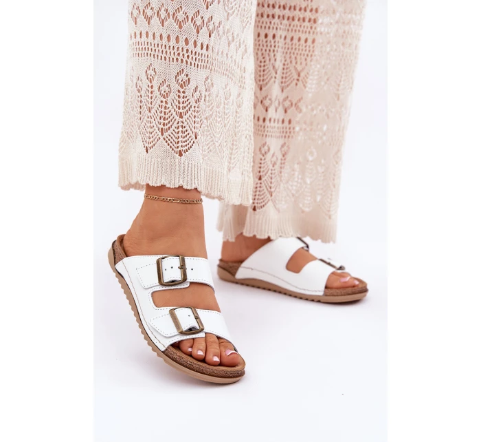 Dámské Kožené Pantofle S  Bílé model 21699725 - Inblu