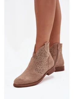 Dámské Kotníkové Boty Na Ploché Podpatky S  Béžové model 21713585 - S.Barski