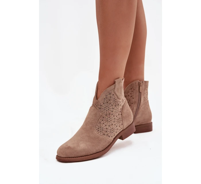 Dámské Kotníkové Boty Na Ploché Podpatky S Béžové model 21713585 - S.Barski Dámské Kotníkové Boty Na Ploché Podpatky S Béžové model 21713585 - S.Barski