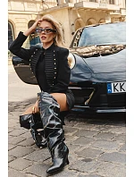 Černé vysoké kozačky typu na platformě s vysokým model 22339767 - Boto