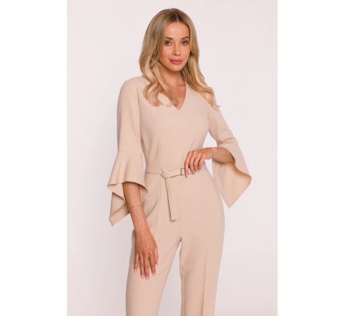 Kombinéza s rukávy béžová model 21319111 - STYLOVE Kombinéza s rukávy béžová model 21319111 - STYLOVE