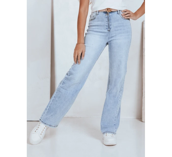 Dámské džíny s vysokým pasem a širokými nohavicemi světle modré FashionStreet UY2786