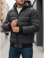 Pánská tmavě šedá prošívaná zimní bunda s kapucí FashionStreet TX5095