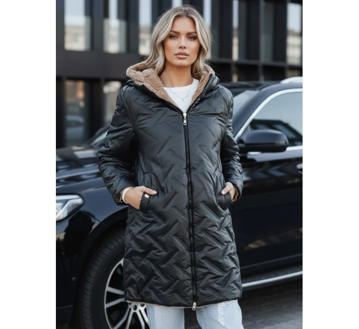 Dámská dlouhá prošívaná bunda černá model 21994236 - Dstreet