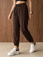 Dámské jogger kalhoty s gumou v pase, čokoládová barva, FashionStreet UY3155