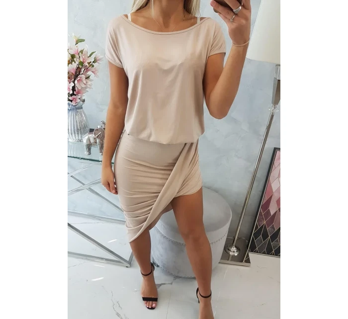 Sukienka asymetryczna beżowa