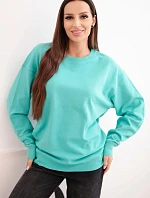 Dámská mikina z pružným lemem bavlněná basic s kulatým výstřihem mátová