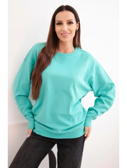 Dámská mikina z pružným lemem bavlněná basic s kulatým výstřihem mátová Dámská mikina z pružným lemem bavlněná basic s kulatým výstřihem mátová