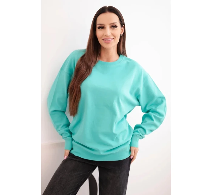 Dámská mikina z pružným lemem bavlněná basic s kulatým výstřihem mátová Dámská mikina z pružným lemem bavlněná basic s kulatým výstřihem mátová
