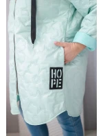 Dámská bunda Plus Size prošívaná s kapucí a nápisem model 22011666 růžový neon - K-Fashion