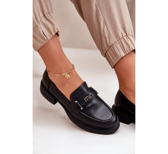 Elegantní Dámské Mokasiny Z Přírodní Kůže Černé Vinceza 91114