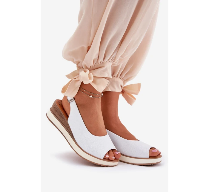 Kožené Sandály Na Klínu Artiker 56C2317 Bílé