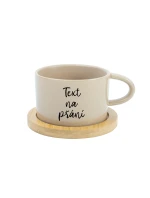 TEXT NA PŘÁNÍ - krémový keramický hrníček Makronka 200 ml