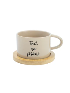 TEXT NA PŘÁNÍ - krémový keramický hrníček Makronka 200 ml
