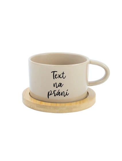 TEXT NA PŘÁNÍ - krémový keramický hrníček Makronka 200 ml