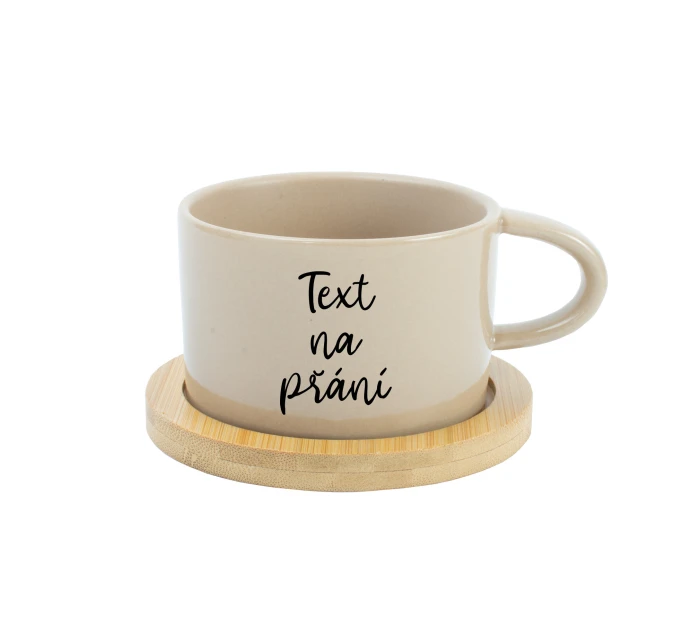 TEXT NA PŘÁNÍ - krémový keramický hrníček Makronka 200 ml