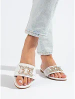 Módní bílé nazouváky dámské bez podpatku Módní bílé nazouváky dámské bez podpatku