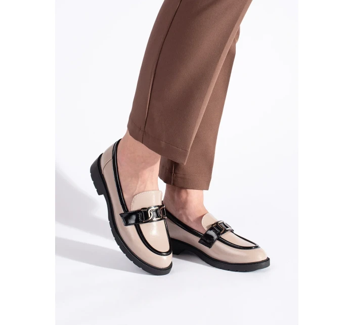 Exkluzívní dámské mokasíny hnědé na plochém podpatku Exkluzívní dámské mokasíny hnědé na plochém podpatku