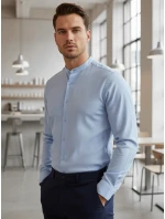 Pánská neformální košile SLIM FIT se stojáčkem modrá FashionStreet DX2616