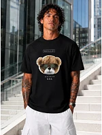 Tshirt męski oversize z nadrukiem bawełniany czarny model 22216099 - FashionStreet Tshirt męski oversize z nadrukiem bawełniany czarny model 22216099 - FashionStreet