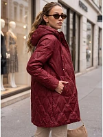 Kurtka damska przejściowa pikowana z kapturem bordowy model 22342158 - FashionStreet