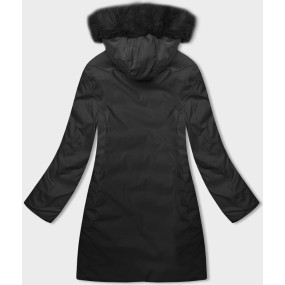 Cappuccino-černá dámská zimní oboustranná bunda s kapucí (B8202-1021)