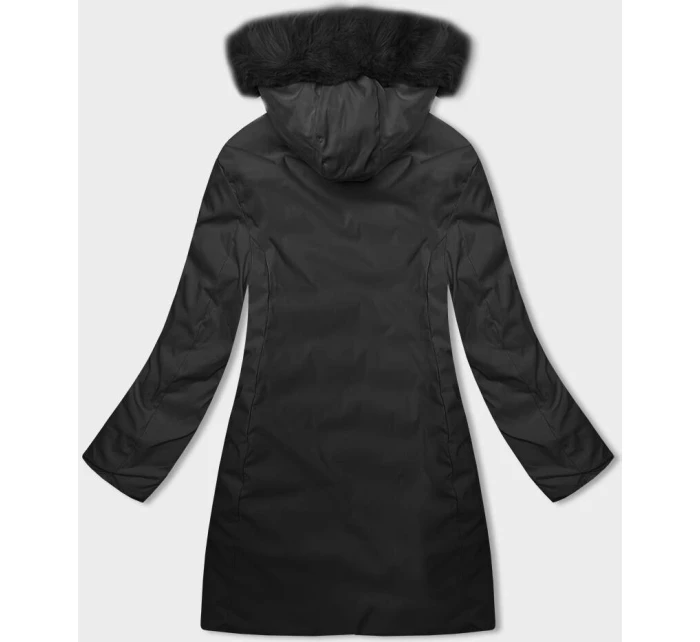 Cappuccino-černá dámská oboustranná zimní bunda s kapucí (B8202-1021)