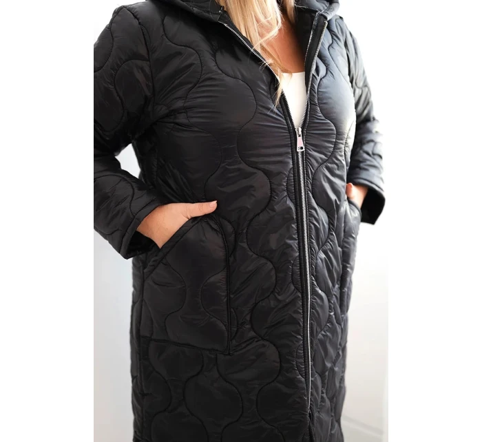 Dámská zimní bunda Plus Size prošívaná s kapucí červená