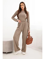 Dámský viskózový komplet s blůzou a širokými kalhotami fango