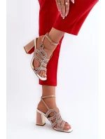 Dámské zdobené sandály na podpatku D&A model 21660315 růžové - S.Barski Dámské zdobené sandály na podpatku D&A model 21660315 růžové - S.Barski