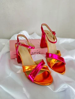 kožené sandály na vysokém podpatku fuchsie model 21666833 - Boto