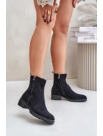Botky Z Eko Semiše Na Plochém Podpatku Černé model 21676699 - Boto Botky Z Eko Semiše Na Plochém Podpatku Černé model 21676699 - Boto