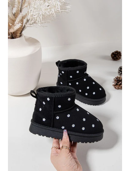 Dětské sněhule s květinami černé Gracina Dětské sněhule s květinami černé Gracina