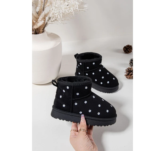 Dětské sněhule s květinami černé Gracina Dětské sněhule s květinami černé Gracina