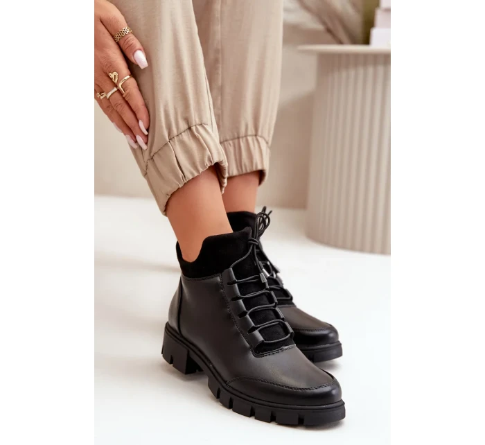 Nízké dámské kotníkové boty zateplené z eko kůže černé Erisabelle Nízké dámské kotníkové boty zateplené z eko kůže černé Erisabelle