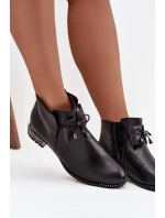 Dámské kožené boty na nízkém podpatku Zazoo – černé Dámské kožené boty na nízkém podpatku Zazoo – černé