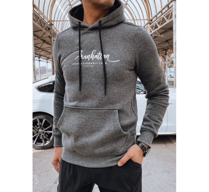 Pánská antracitová mikina s kapucí FashionStreet BX5705 Pánská antracitová mikina s kapucí FashionStreet BX5705