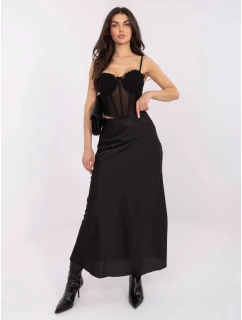 Černá dámská saténová maxi sukně (A2797)