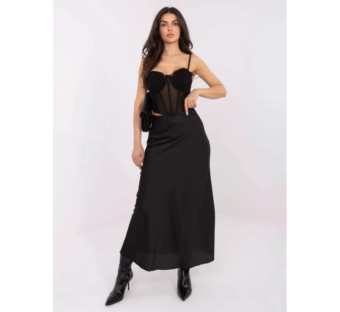 Černá dámská saténová maxi sukně (A2797)