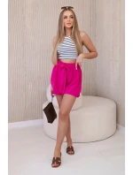 Viskózové šortky zavazované v pase fuchsie Viskózové šortky zavazované v pase fuchsie