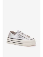 Dámské Kožené Tenisky Na Platformě GOE RR2N4108 Stříbrné