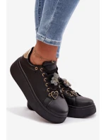 Dámské tenisky na platformě s přezkami Medvěd Srdce Černé Selorissa Dámské tenisky na platformě s přezkami Medvěd Srdce Černé Selorissa