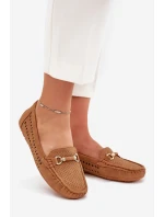 Dámské perforované mokasíny s ozdobou Kaydance – camel