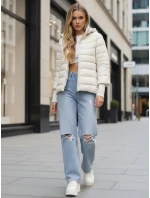 Dámská prošívaná bunda s kapucí bílá FashionStreet ty5355