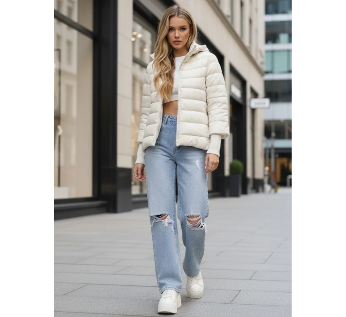 Dámská prošívaná bunda s kapucí bílá FashionStreet ty5355