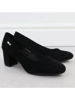 Černé semišové lodičky na jehlovém podpatku Sergio Leone PB178