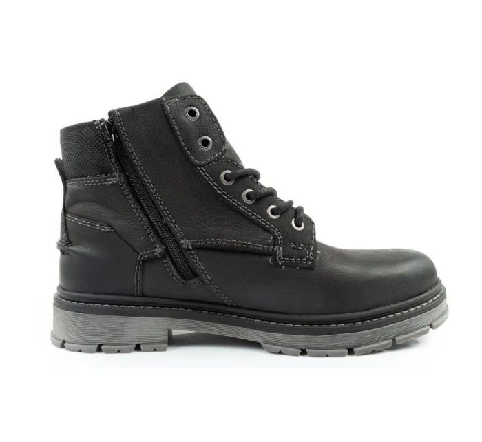 Wrangler Allan Mid pánské boty sable boots smart leather black