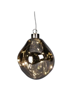 SKLENĚNÁ CETKA VEDLA KAPKA 10CM STŘÍBRNÁ