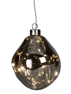 SKLENĚNÁ CETKA VEDLA KAPKA 10CM STŘÍBRNÁ