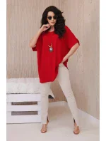 Oversized halenka s přívěskem červený Oversized halenka s přívěskem červený